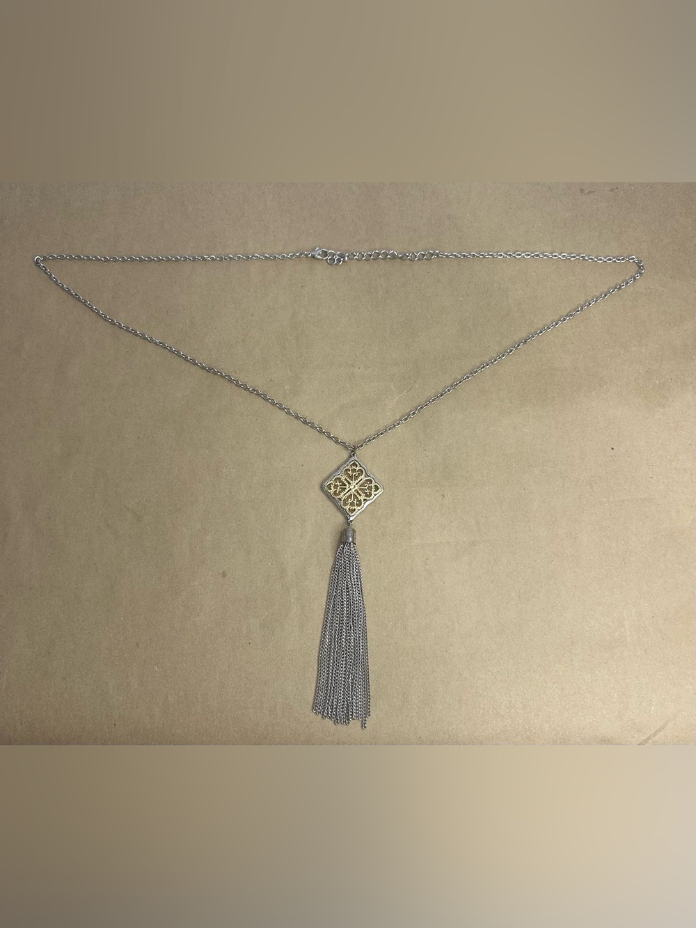 5 for $25🔥Filigree Diamond Pendant Chain Tassel Necklace
